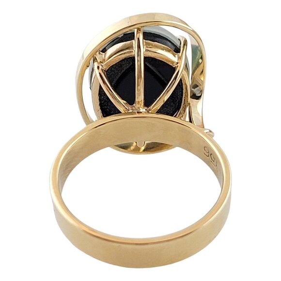 Vintage 9K Yellow Gold Black Opal Ring Size 6.25-6.5 #14772 - Picture 5 of 8